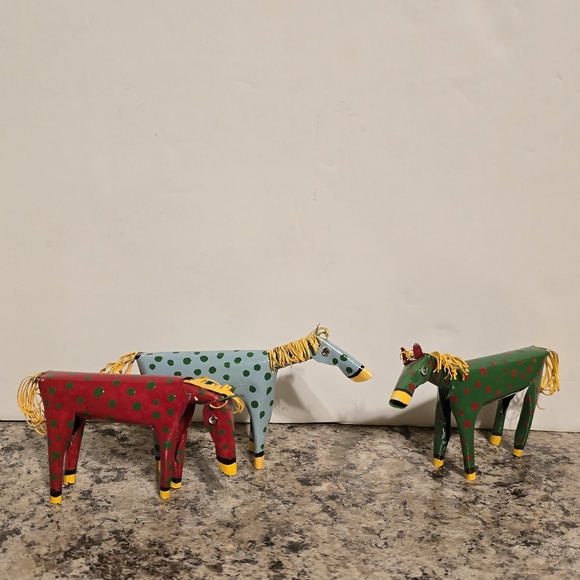 Other - Mid Century Modern Folk Art Metal Sculpture Horses Lot Of 3